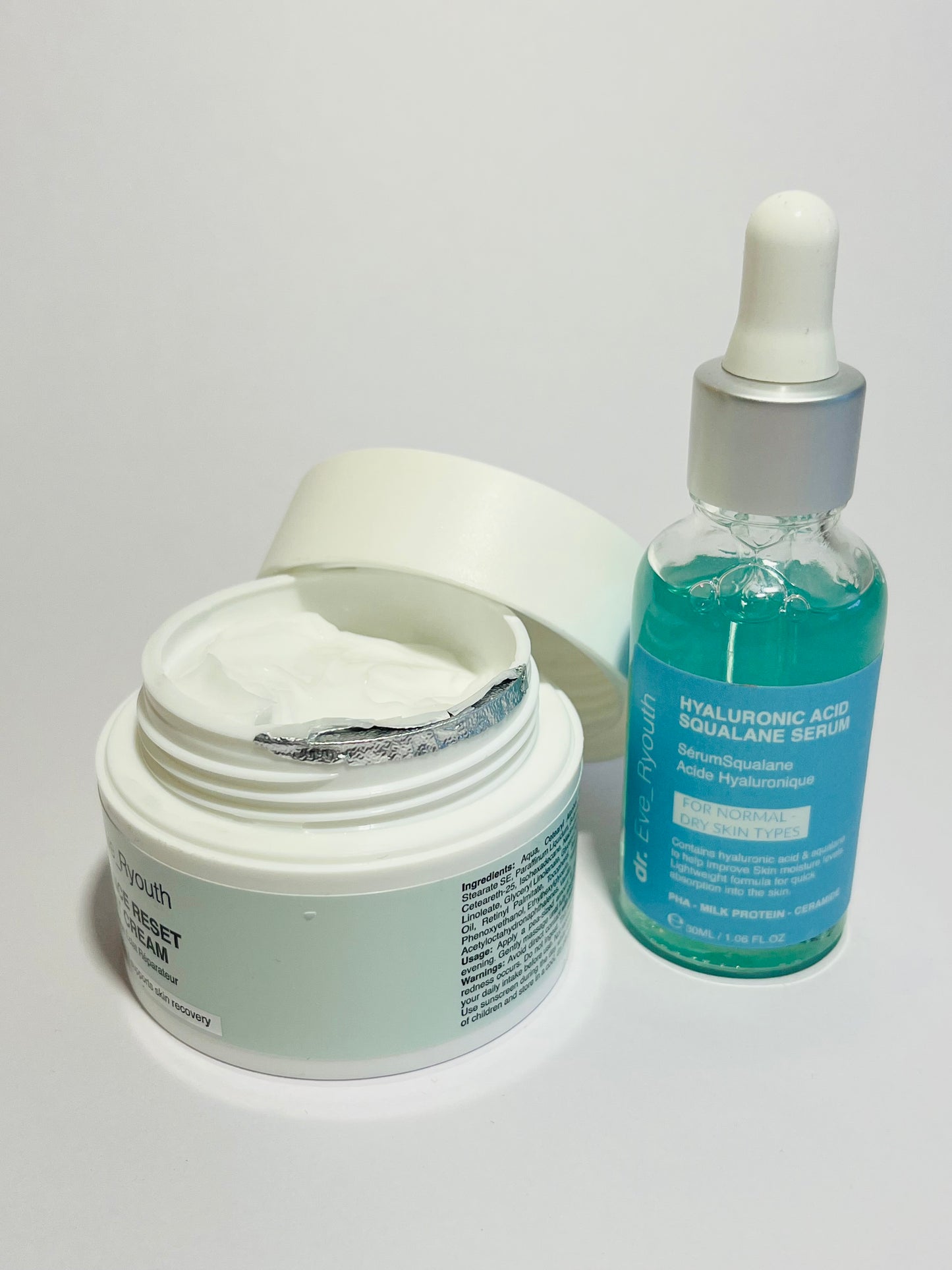 Dr. Eve_Ryouth Hyaluronic Acid Squalane Hydro Boost Active Serum 30ml +Radiance Reset Night Cream 50ml