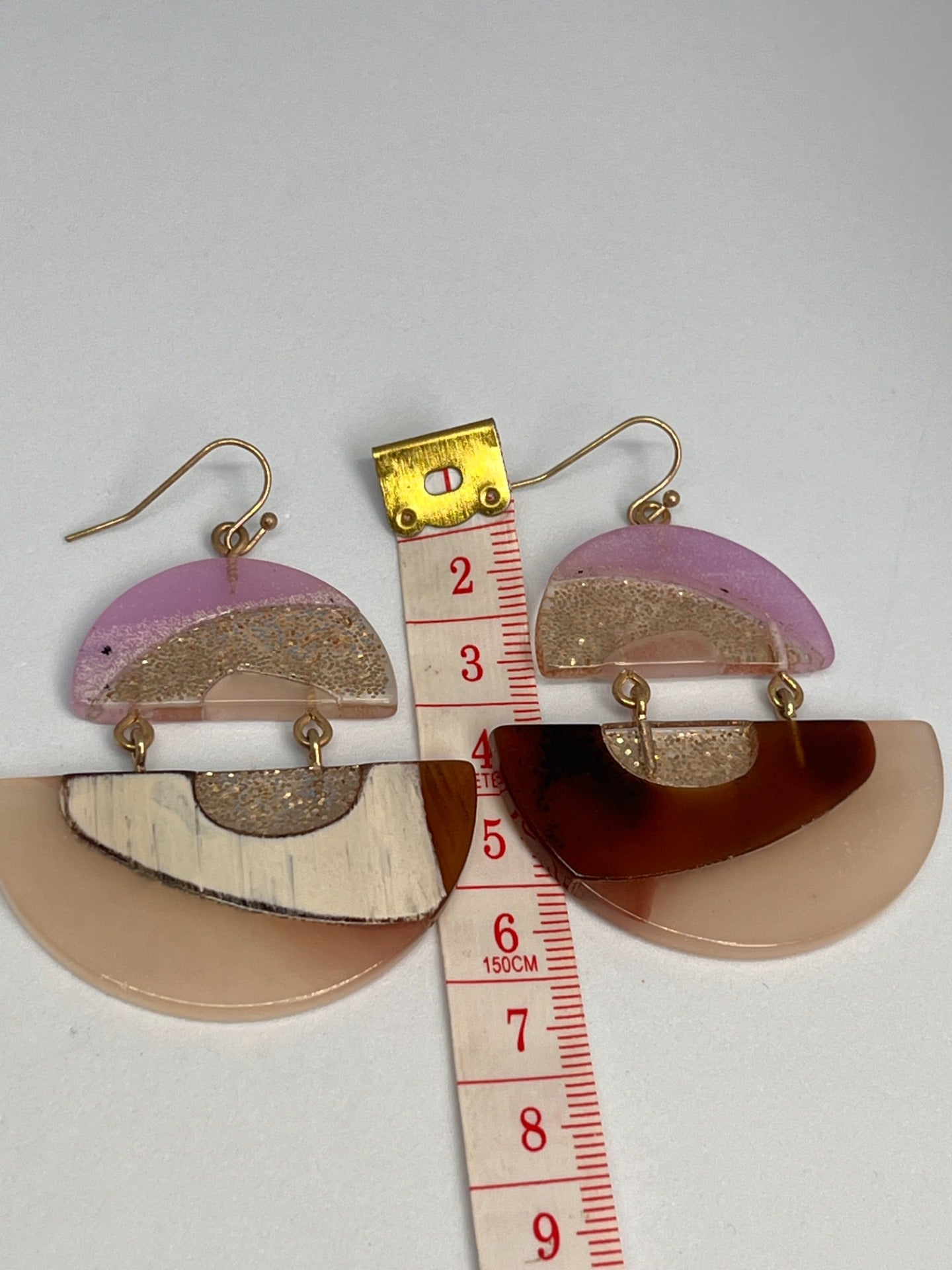 Øredobb- todelt med geometrisk mønster