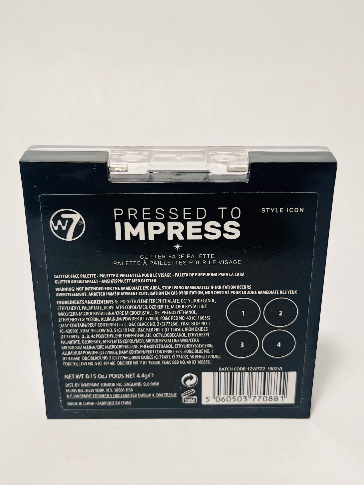 W7 PRESSED TO IMPRESS- Glitter face palette style icon