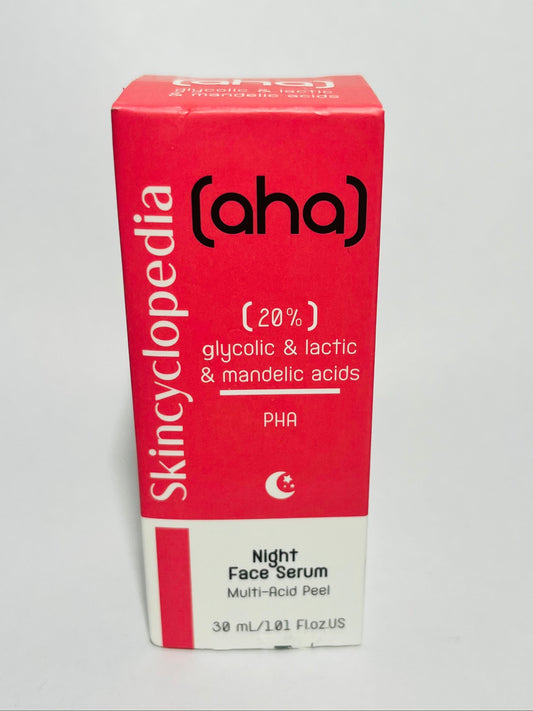 Skincyclopedia AHA Exfoliating Night Face Serum with 20% Lactic , Glycolic  and Mandelic Acids - 30 ml