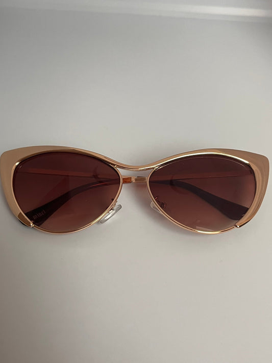 Solbriller  Cat Eye gullfarget med brunt glass
