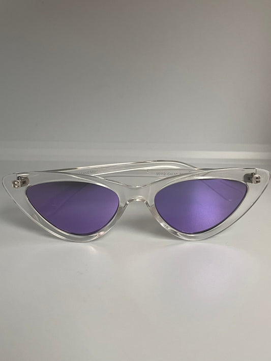 Solbriller Cat Eye Gjennomsiktig ramme med lilla glass