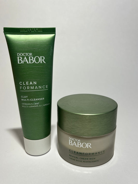 Babor Cleanformance Clay Multi-Cleanser+Babor cleanformance revival cream rich