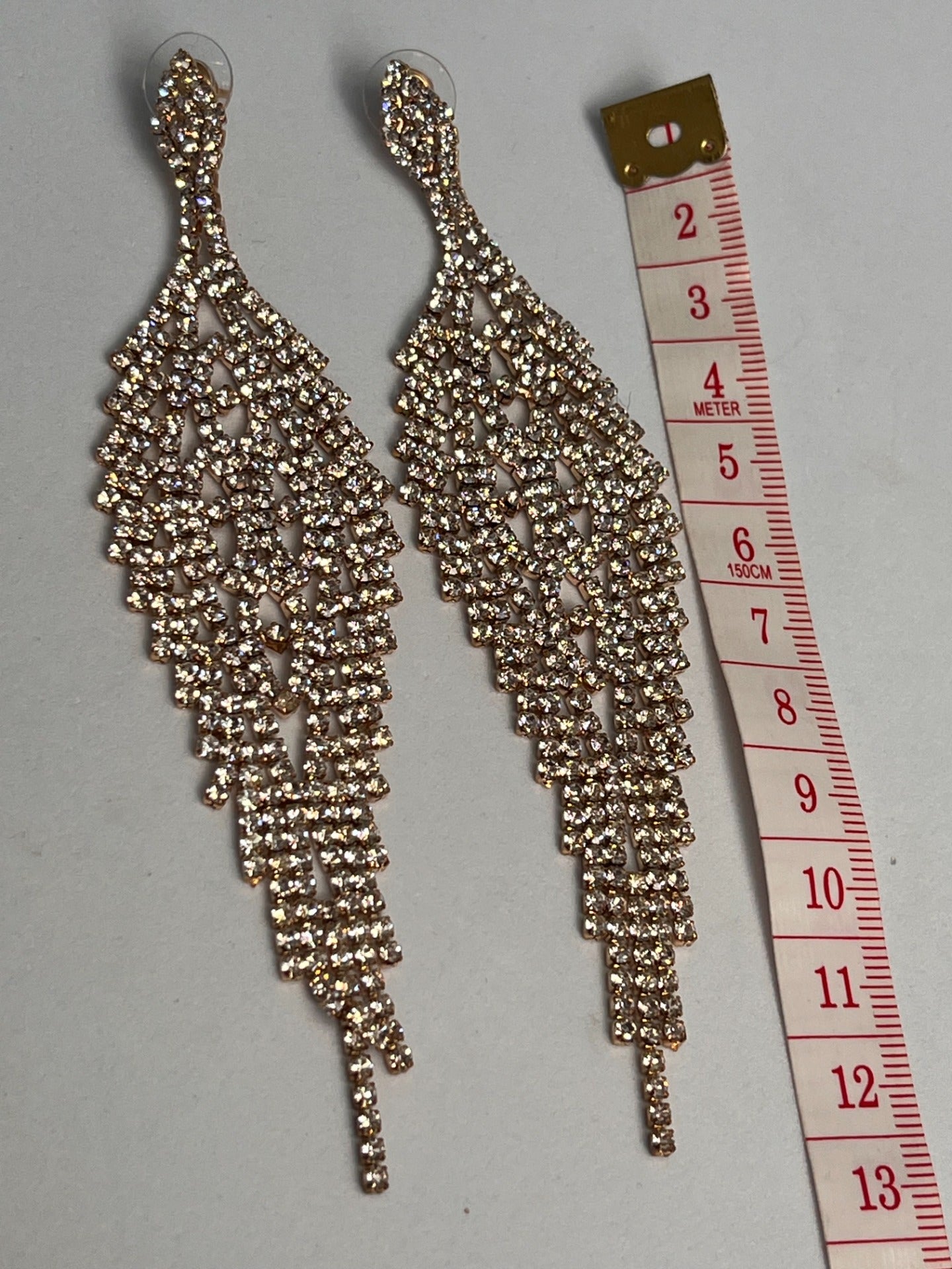 Øredobb -lange med strass- sølvfarget