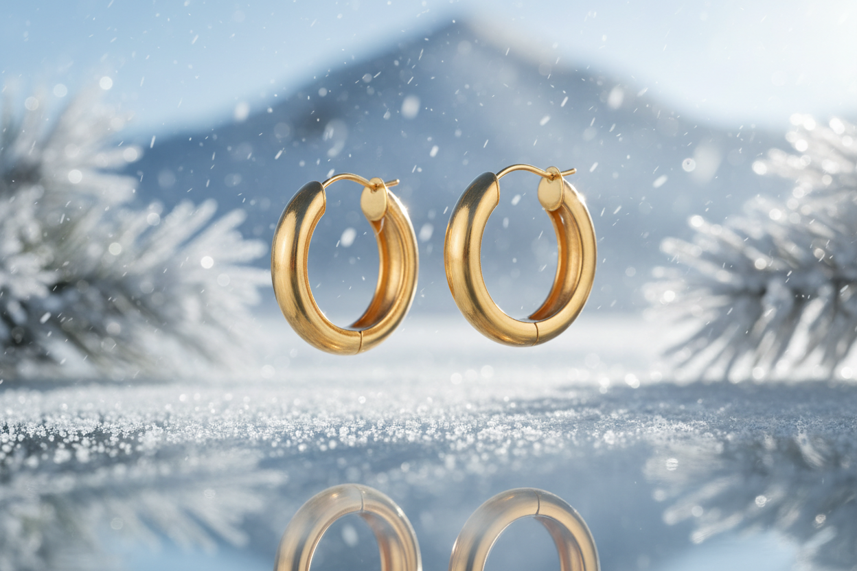 golden hoop earring winter