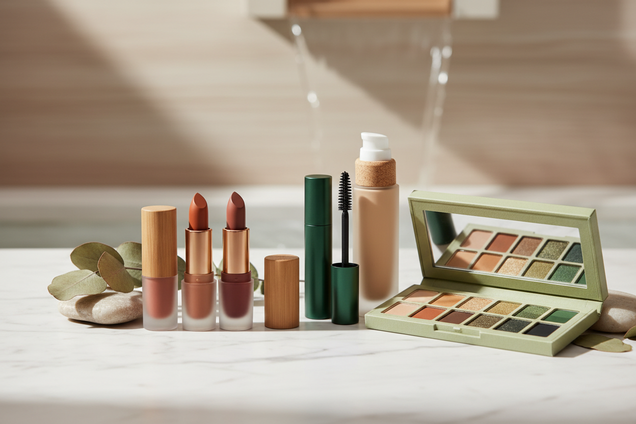 Sustainable makeup.no text on product